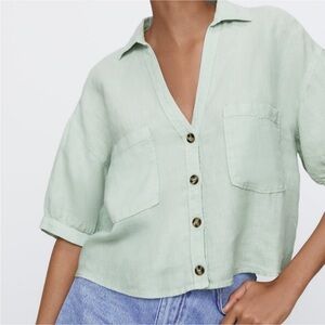 Crop linen shirt